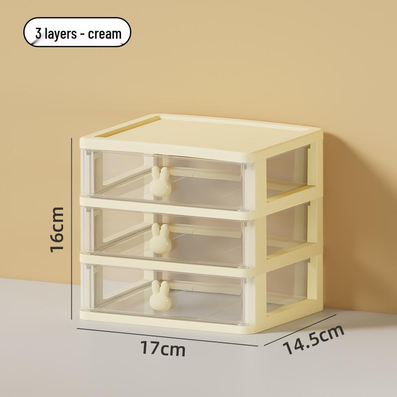 Cartoon Rabbit Transparent Mini Desk Storage Box with Drawers