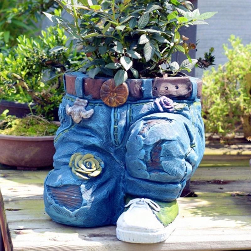 Kreative Hosenbeine Harz Pflanztopf Neuheit Haus Garten Dekoration Mit Drainage Löchern Geeignet Für Terrassen Rasen Garten