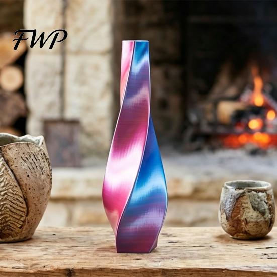 Niche Style Vase 3D Printed Twisted Silk-Like Minimalist Flower Arrangement Holder Nordic Seamless Container Decorative for Coffee Table Shelf Office