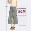 Women's Slimming Plus Size Embroidered Denim Capri Pants - Summer 2025 Wide-Leg Design for Pear-Shaped Body