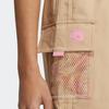 Adidas Embroidered Logo Print Large Pocket Buckle Belt Straight Shorts Women Bottoms Khaki HN2343
