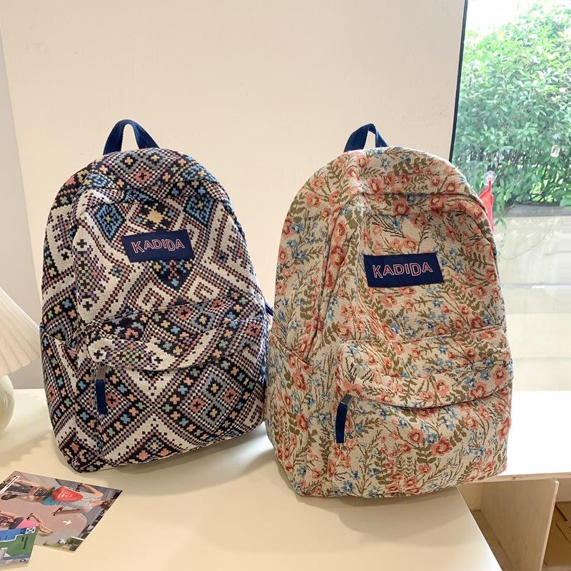Schoolbag floral schoolbag junior high school girls personality large capacity backpack female college students design sense versatile commuter