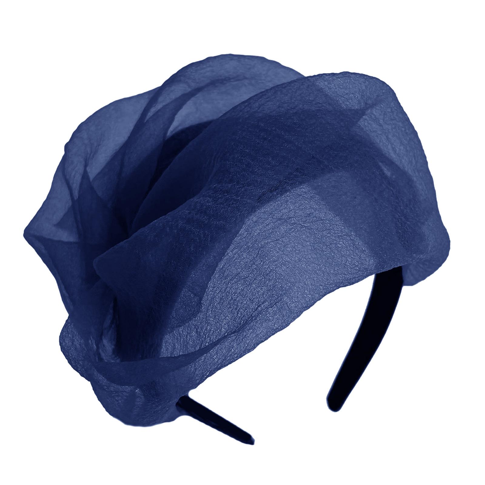 

Повязка на голову из тюля с оборками, креповая полушляпа для женщин и девочек, эстетическая французская вуаль, обруч для волос для вечерней укладки волос 3