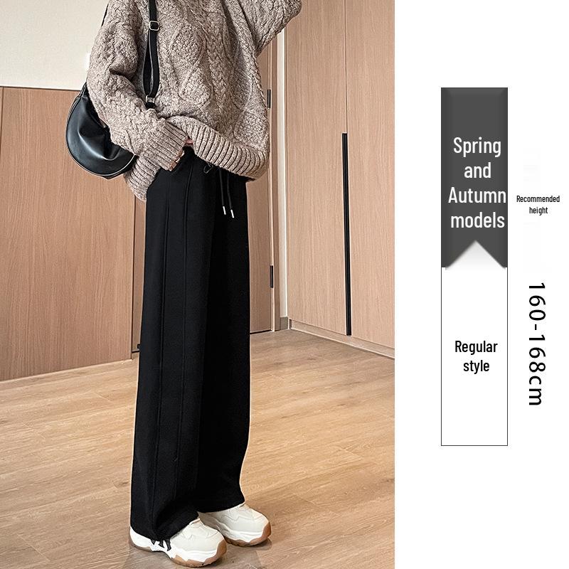 

Женские флисовые широкие спортивные штаны 2024: Маленький мальчишеский стиль для осени и зимы S 90-100 jin