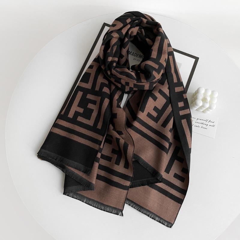 Scarf Women's winter imitation cashmere scarf High-end sense versatile retro long shawl Warm dual-purpose scarf