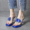 Fashion Clear Rhinestone Metal Buckle Slippers Women Fashion Transparent PVC  Design Slide Sandals  2025 Summer Sexy Platform Slippers