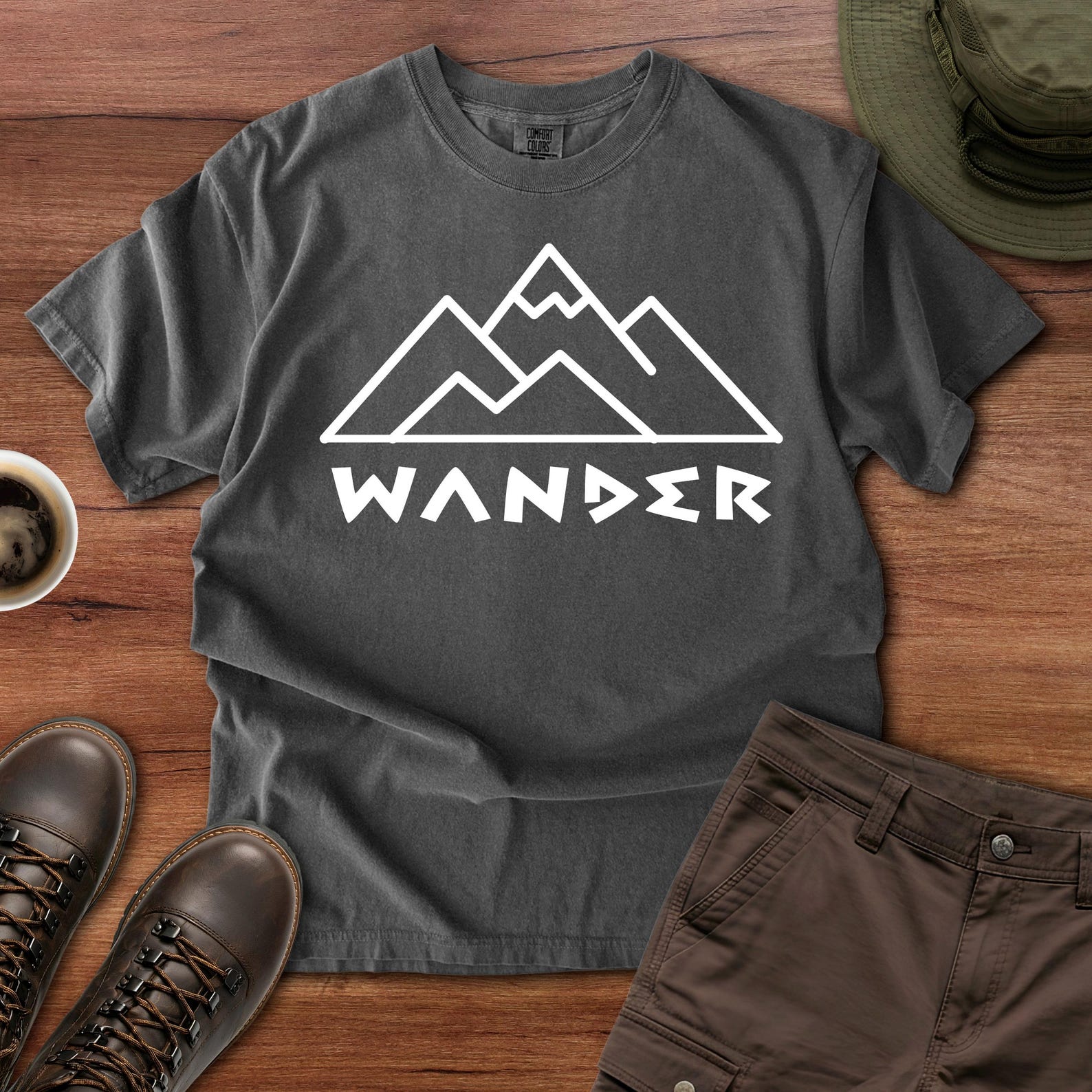 Hiking Camping Nature Adventure Comfort Colors 1717 T-Shirt, Wander Mountain Graphic Tee, Relaxed Fit, Garment-Dyed Cotton Shirt 3XL