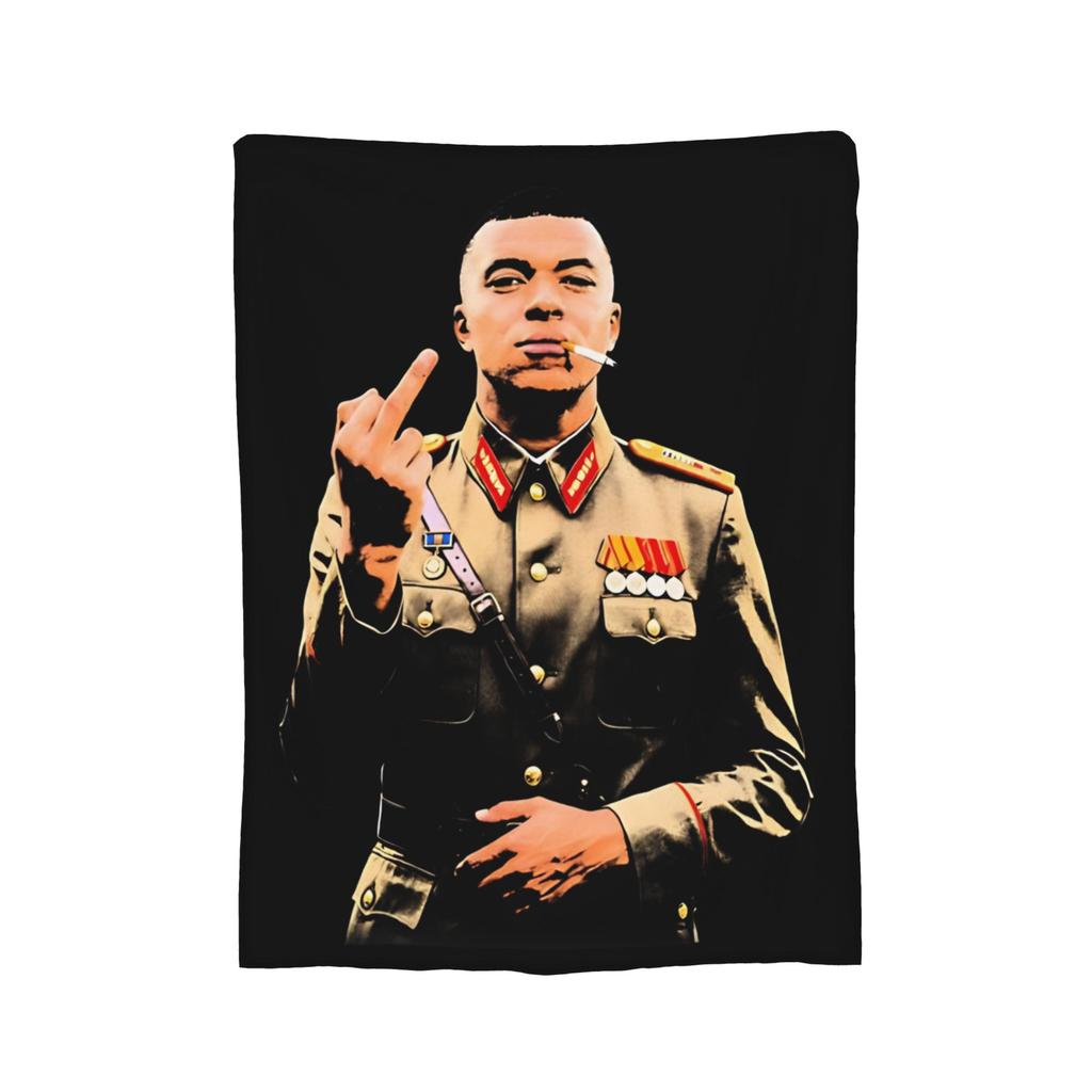 Pipini M-Mbappes Novelty Football Fleece Throw Blankets Funny Blankets for Sofa Bedroom Warm Bedroom Quilt,