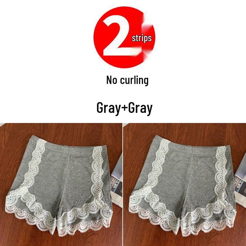Women's Summer Lace Trim Anti-Exposure Ice Silk Safety Shorts