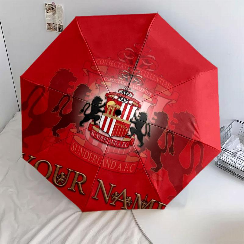1 PC Automatic Folding Umbrella - Sunderland A.F Custom Name Pattern, Portable & Foldable Design with 8 Ribs, Christmas Birthday Gifts
