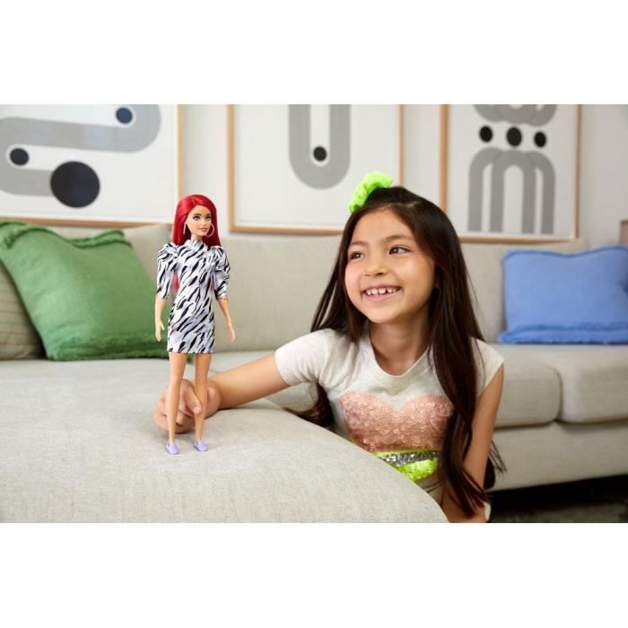Barbie - Poupée Fashionista #168 robe zébrée - Poupée Mannequin - Dès 3 ans