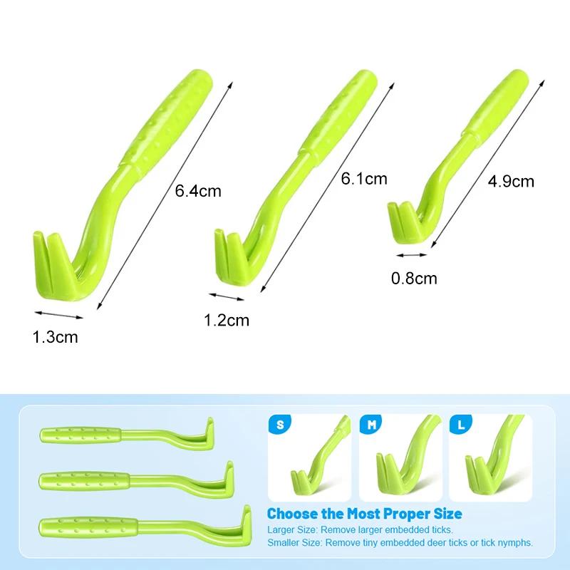 3pcs/set Pet Tick Remover Hook Plastic Flea Pull Tweezer Removal Tick Gadget Cleaning Accessaries for Dogs Cats Human