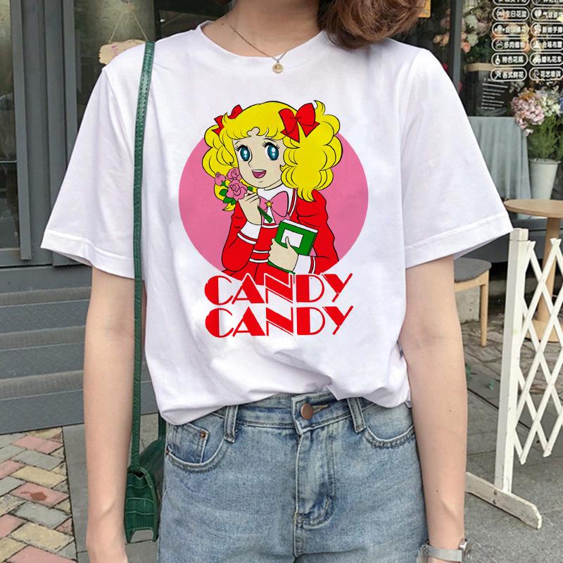 Kawaii Candy Candy Anime Summer Top Tshirt Femen Print T Shirt Grunge Anime Manga T Shirt Top Tees Graphic Aesthetic