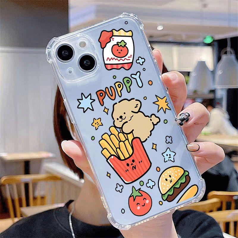 Transparent Four Corner Anti Drop Phone Case 13pro for Apple 16pm Airbag Anti Drop Phone Case Cartoon Fashion Trend Ins