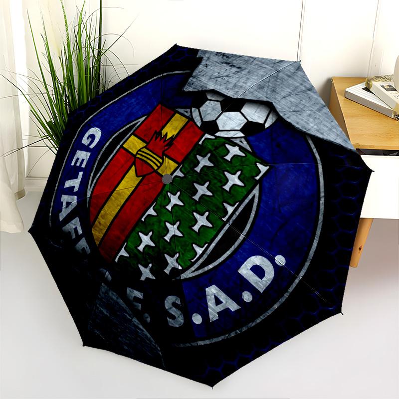 Getafe CF pattern, automatic folding umbrella, portable and foldable design, 8 ribs, a Christmas or birthday gift.