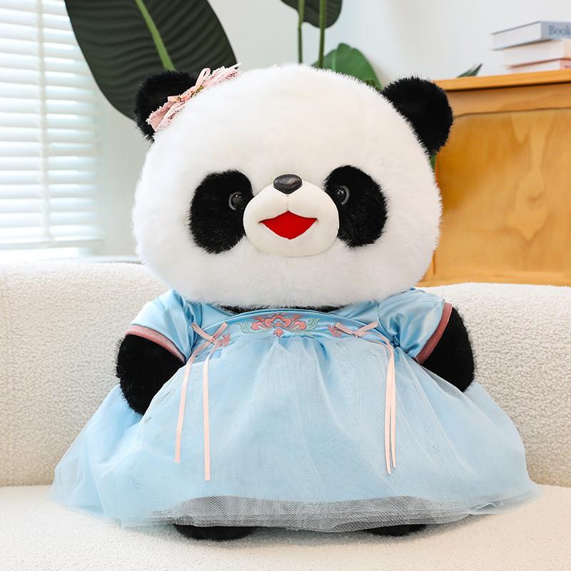 Adorable Large Panda Plush Toy With Chinese Style Hanfu Design For Birthday Gifts And Cuddling Comfort