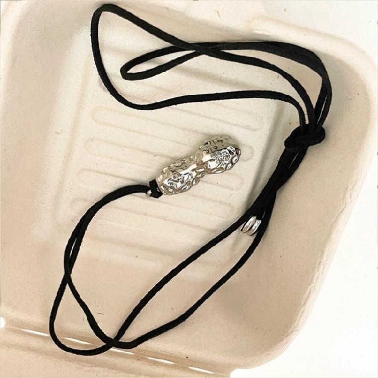 Sophisticated Peanut Necklace Featuring Black Cord Statement Jewelry Trendy Necklace Alloy Texture for Various Occasions