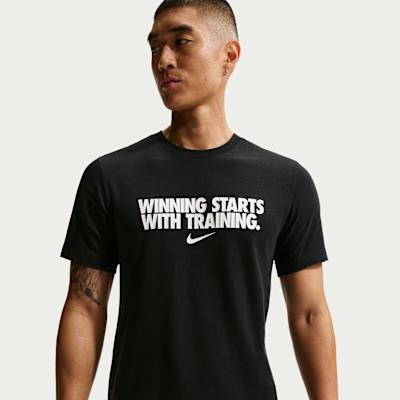 Nike Dri Fit T Shirts Men s Black Crew Neck Moderate Straight Fit S
