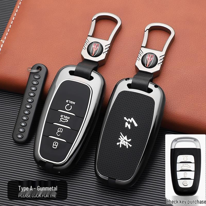Hongqi Car Key Case - Stylish, Atmospheric Design with Buckle & Personalized Decoration