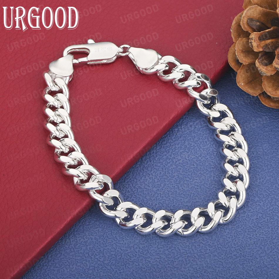 925 Sterling Silver 10mm Lant Lateral Silver Bratara Bijuterii de nunta la moda