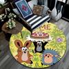 Custom Name,Cute Mole pattern round rug,Carpet Rug for Living Room Bedroom Playroom ,Non-slip Floor Mat,Holiday Gifts and Birthday Gifts.