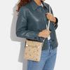 Coach Rowan 21 Small Daisy Flower Embroidered Zipper Closure Coated Canvas and Smooth Leather Crossbody Bag Small Size Women's Light Khaki Presbyopia