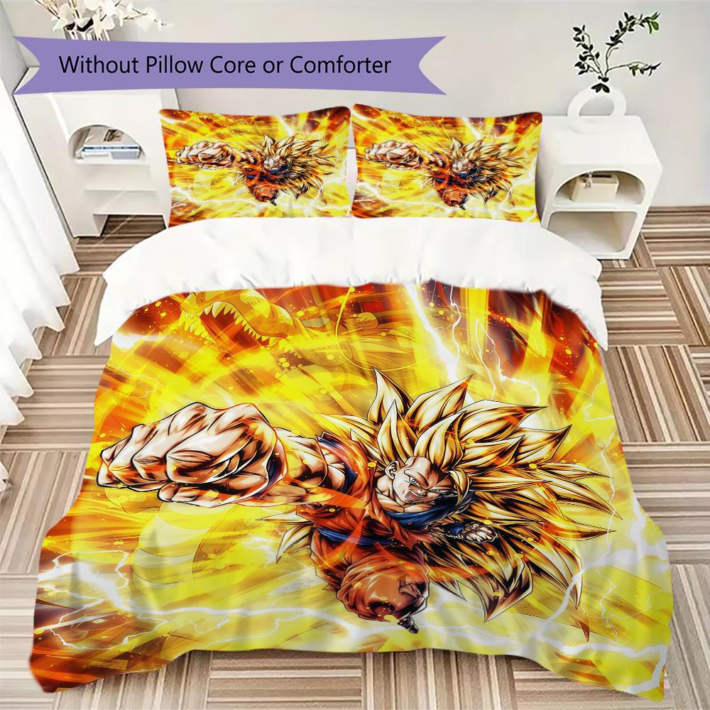 Son Goku 3pcs Bedding Set, Duvet Cover with 2 Pillowcases, Digital Printed, No Insert, Gift -HYQ15
