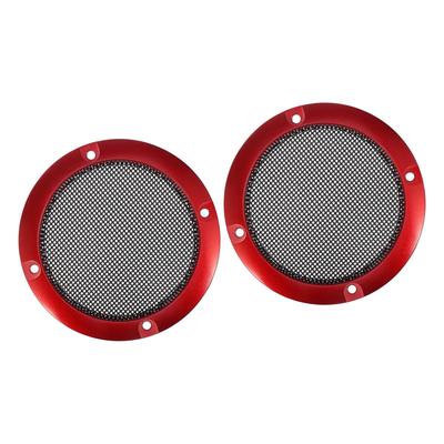 Eine ABSOPRO Auto-Audio-Lautsprecherabdeckung 3" Subwoofer-Gitter Horn Glänzender Schutzgitter Kunststoff Eisenrot (2er Set)