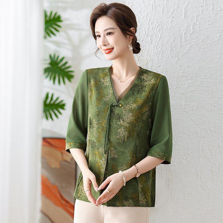 2026 Stylish Seven-Point Sleeve Summer Shirt for Middle-Aged Women