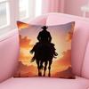 Dynamic Bold Cool Rider Horse Painting Cushion Cover Linen Pillowcase Cover Soft Decor for Sofa Home Room