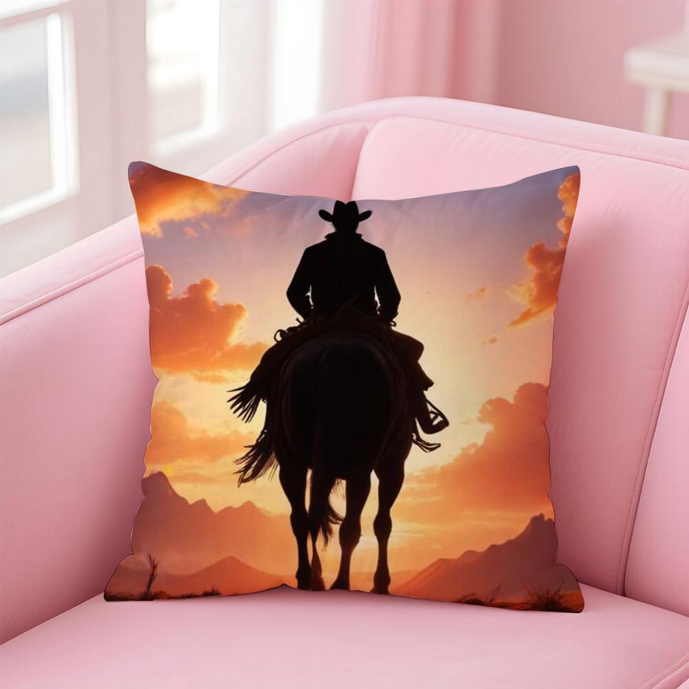 Dynamic Bold Cool Rider Horse Painting Cushion Cover Linen Pillowcase Cover Soft Decor for Sofa Home Room