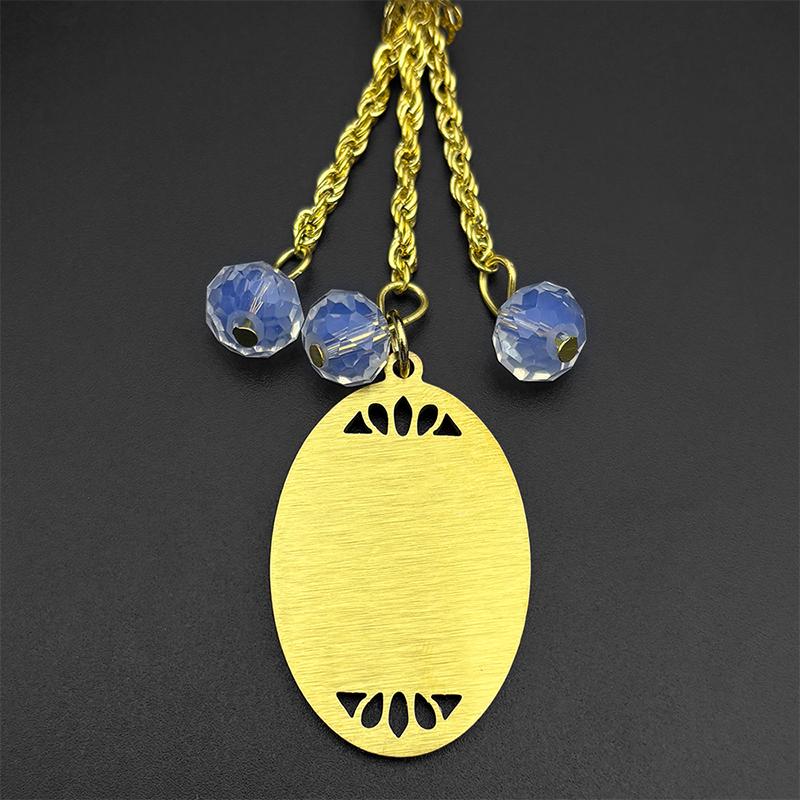 Allah Koran Medaille Auto Anhänger für Männer Edelstahl Gold Farbe 33 Gebetsperlen Islam Muslimisches Amulett Auto Spiegel Hängender Schmuck