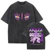 Harajuku Anime Demon Slayer Washed T Shirt Man Vintage Women Short Sleeve Casual Tops Graphic Tee Summer Y2k Clothes Streetwear