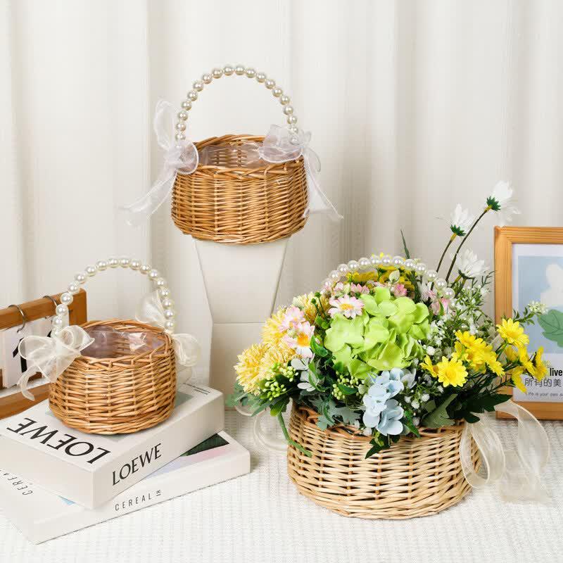 Pearl Handle Woven Willow Basket