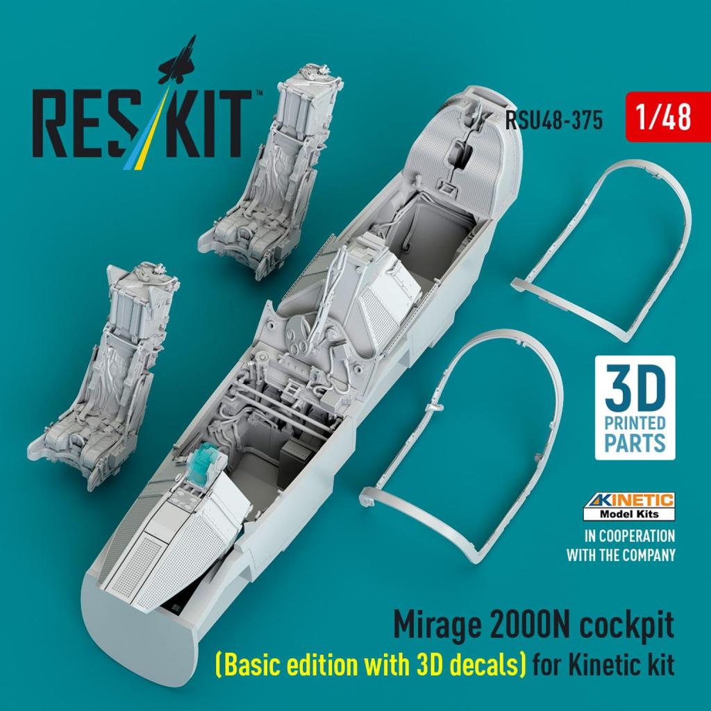 Reskit Mirage 2000N Cockpit with 3D Interior Decals Plastic Model Kit Parts 1/48 (for Kinetic) RSKU48-0375 (Airplane)