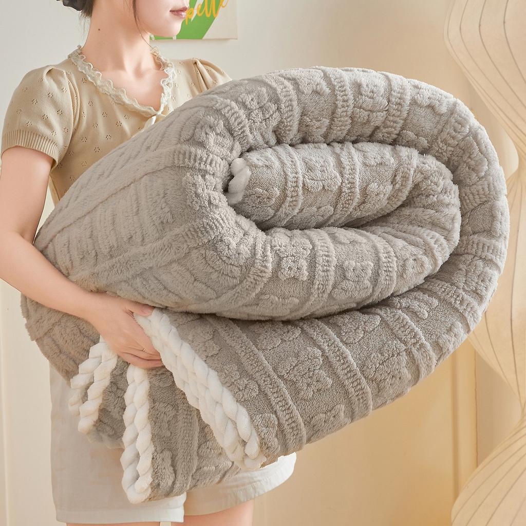 Cartoon Bear Carved Velvet Blanket Spring Autumn Warm Single Double Size Bed Blanket Soft Coral Fleece Throws Blankets For Sofa