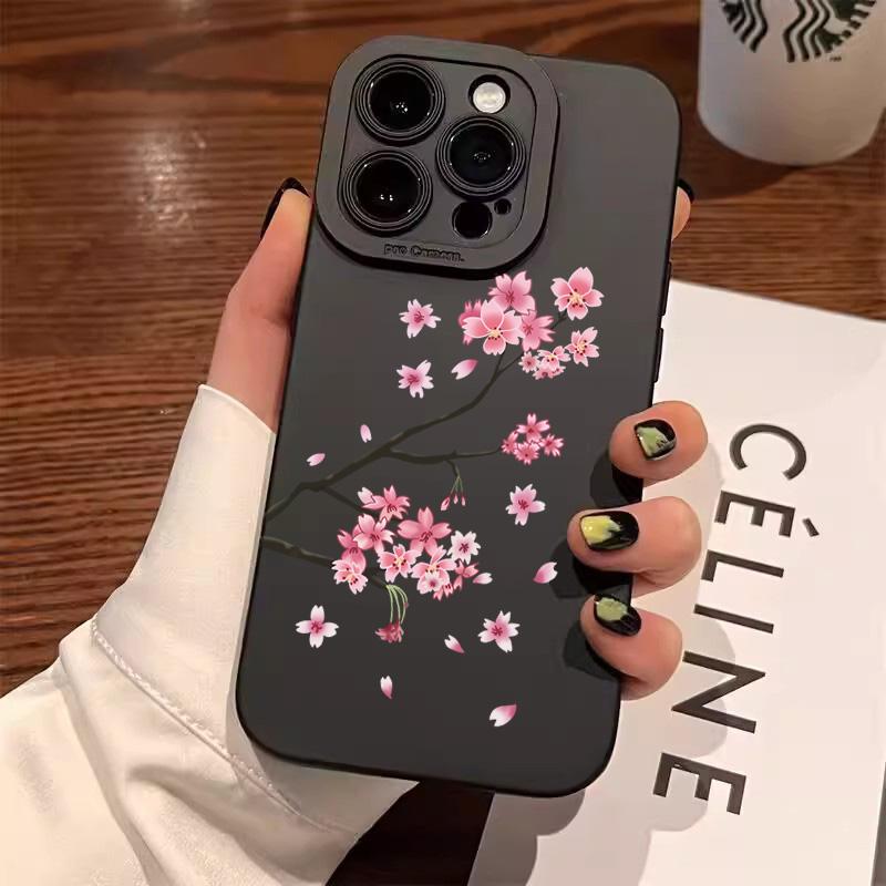 Plum Blossom Pattern Phone Case For IPhone 16 13 15 11 12 14 17 Pro Max Air 16E 15 Plus Shockproof Cover Silicone Soft Fundas