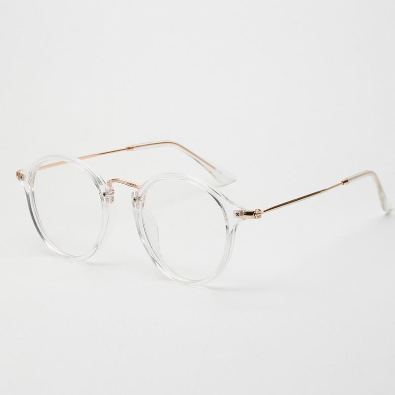 Anti-Blu-Ray Glasses Round Frame Retro Full Frame Protection Eye Personality Flat Light No Degree Gold