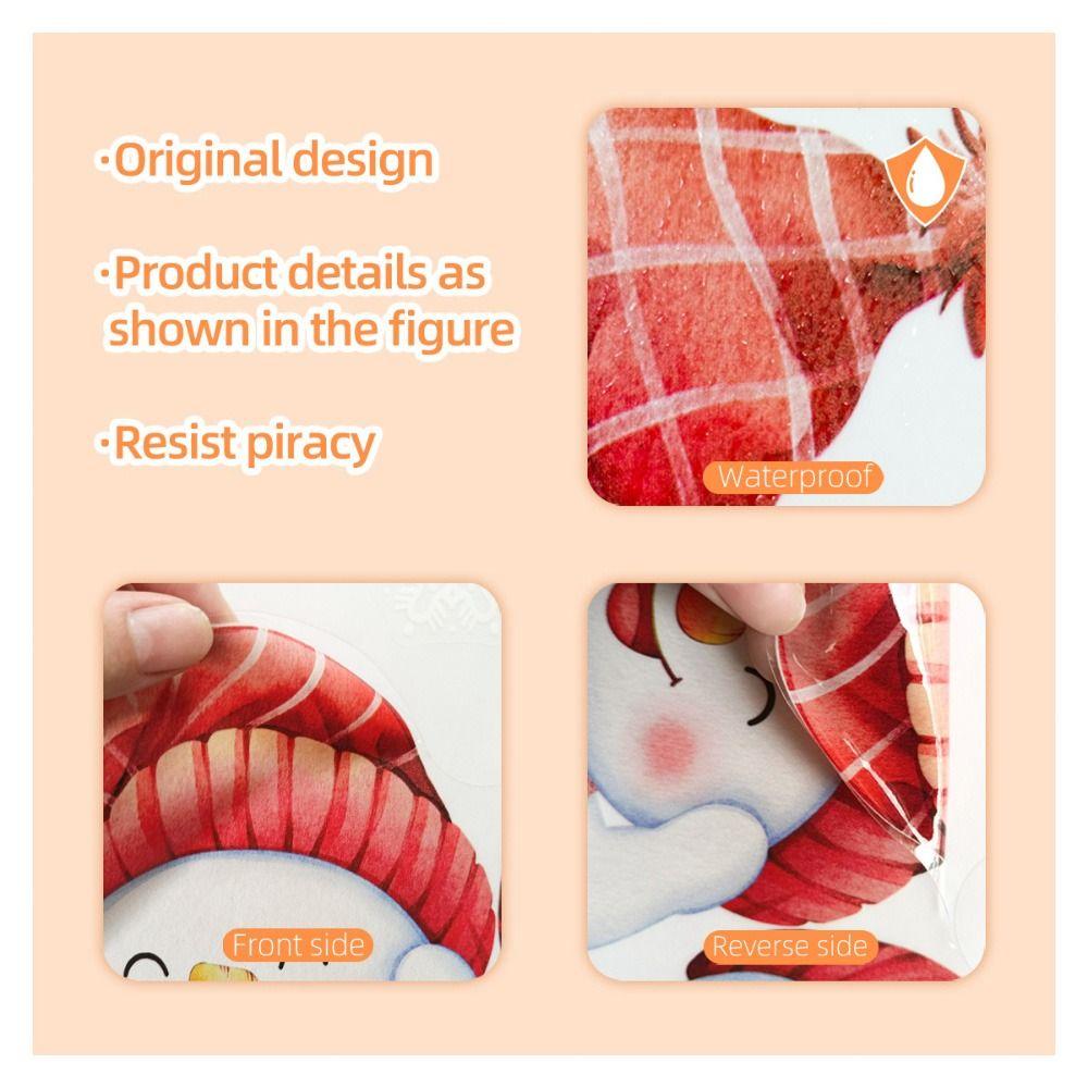 Cartoon Snowman Shopwindow Decals Snowflake Gift Box Xmas Static Sticker  Christmas