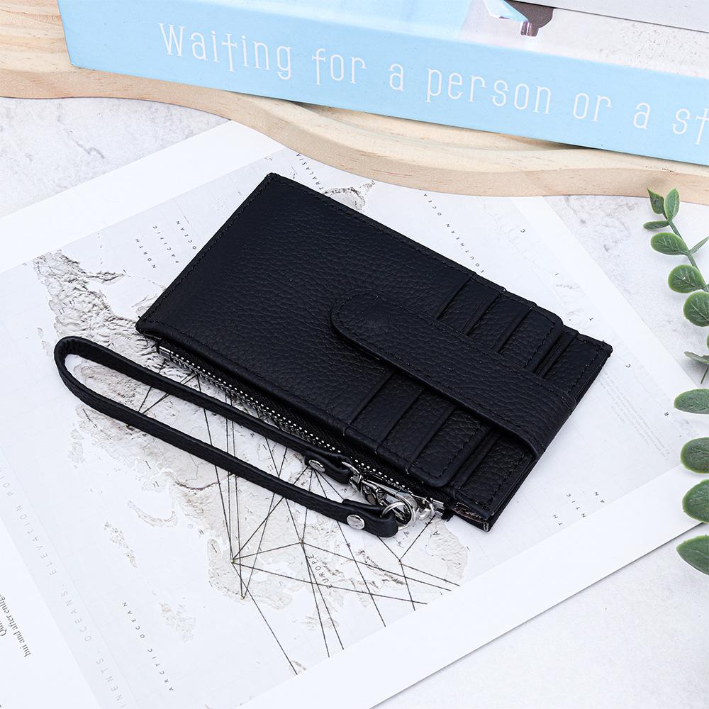 Slim Zero Wallet Women Bifold Multi Card Wallet Case with Zipper Coin Pocket Genuine Leather Credit Card Holder for Women