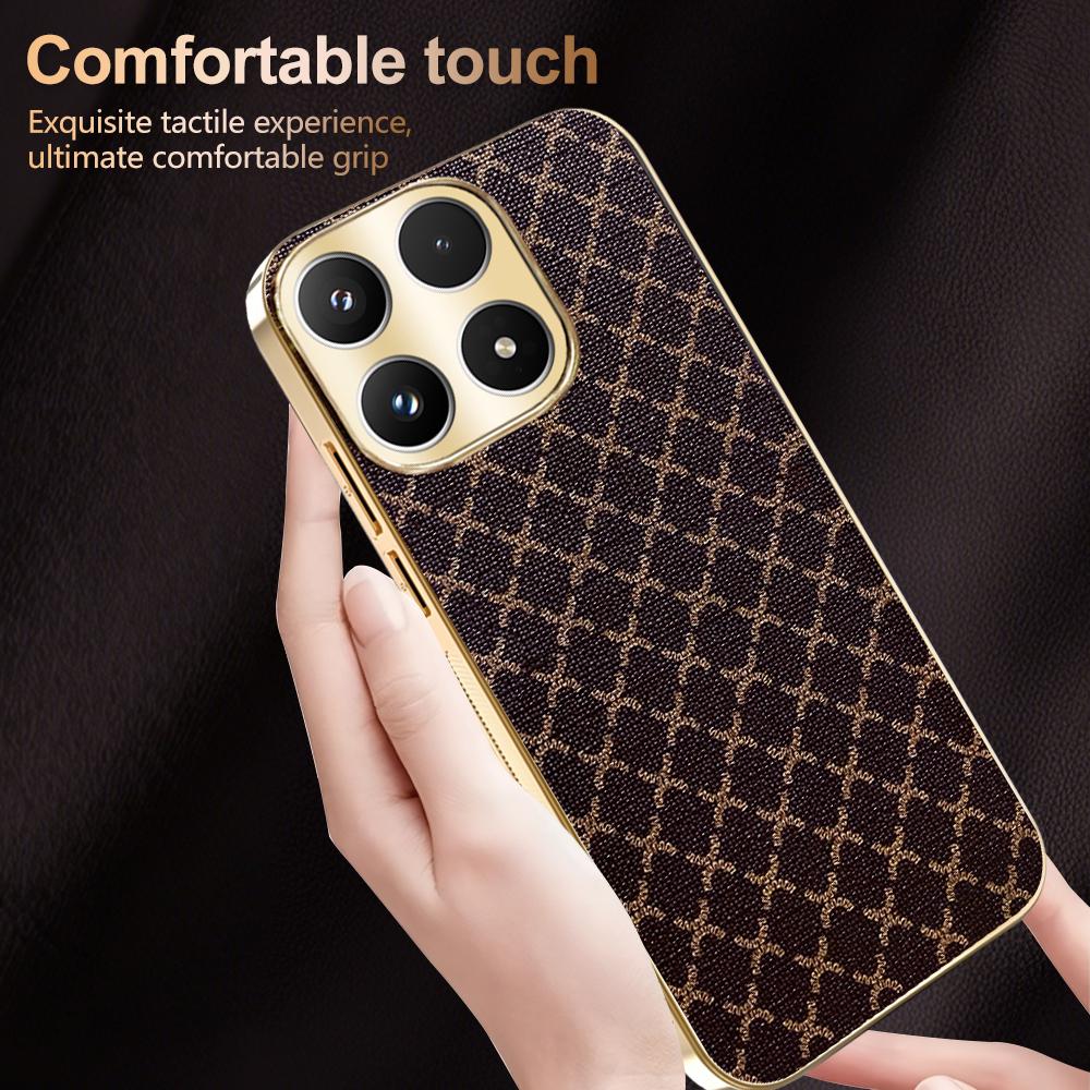 Leder Handyhülle für Motorola Moto Edge 50 Fusion Edge 60 PRO 60 Neo G96 G86 Retro Gittermuster Vergoldeter Rahmen Hartschale