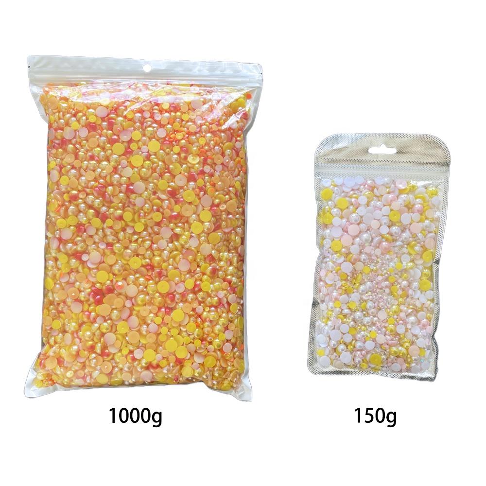 Yantuo 1000g Mixed Packaging Flat Back Pearls Resin Rhinestone Jelly Rhinestones Bulk Abs Loose Pearl for DIY Decoration