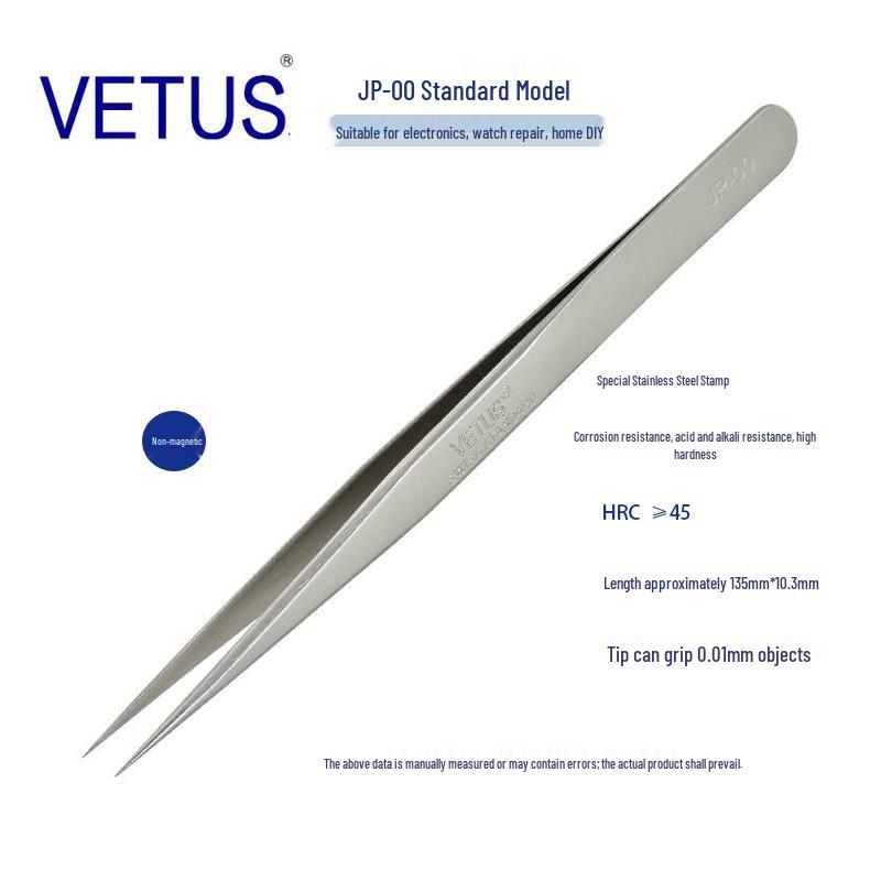

VETUS Ultra-Precision Anti-Magnetic Tweezers JP-00 Stainless Steel for Electronics