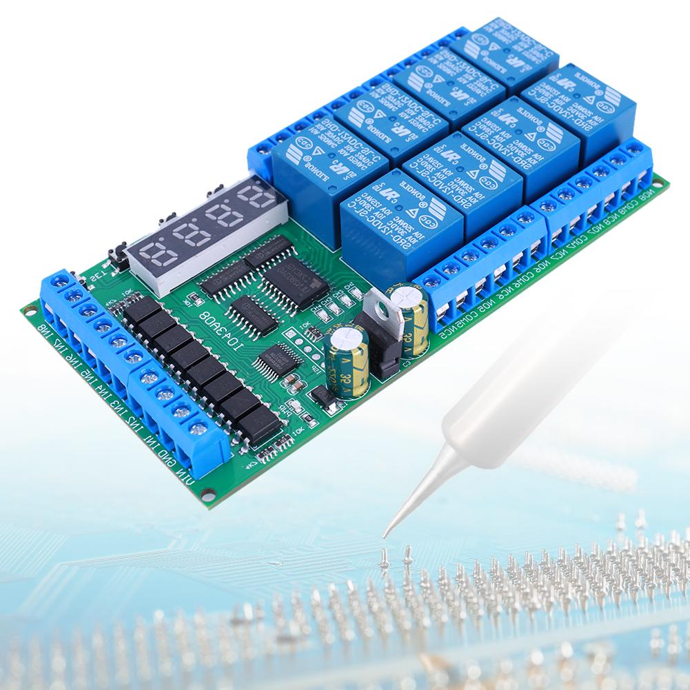 DC 12V 8 Channels Delay Relay Board Time Switch Relay Module Timing Cycle Interlock Self-locking Momentary Bistable