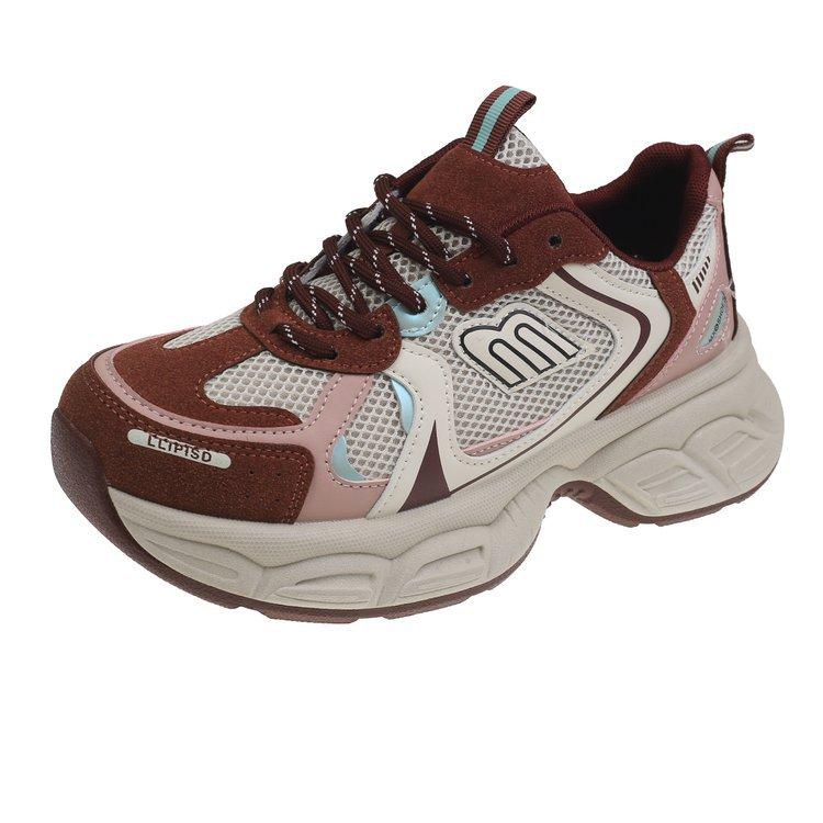 

[youshilai] thick-soled dad shoes women s 2025 spring versatile height-increasing mesh breathable casual sports shoes 35
