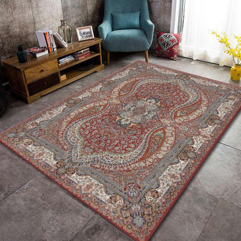 Bosmian Bedroom Splicing Carpet Retro Light Luxury Living Room Coffee Table Floor Mat Turkish Ethnic Style Carpet