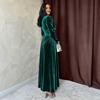 Explosive 1011 New Autumn and Winter European and American Retro Elegant Long-sleeved V-neck Velvet Dress Women's Clothing
