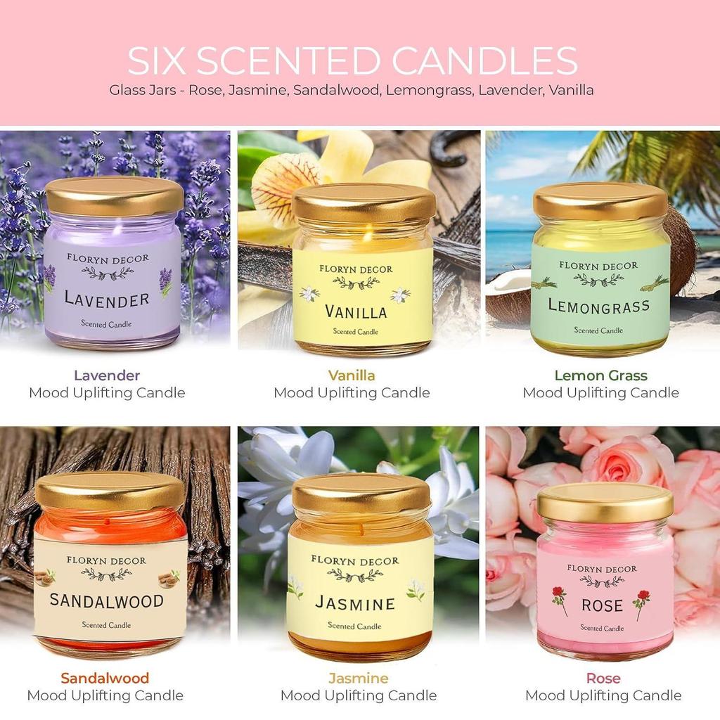 Floryn Decor Jar Scented Candles Gift Set | Scented Candle Set of 12 | Highly Fragranced Candles