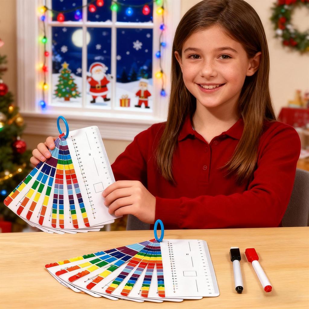 Ensemble de Mathématiques Ligne Numérique Effaçable Cartes Flash Double Face avec Anneau de Rangement pour l'Apprentissage de l'Addition et de la Soustraction à la Maison
