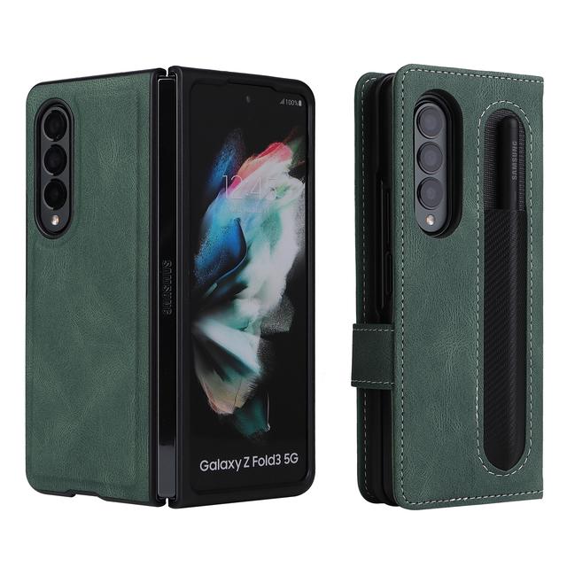Comfortable Leather Wallet Case For Samsung Galaxy Z Fold 3 Fold3 Full Protection Card Slot Cover Coque Fundas